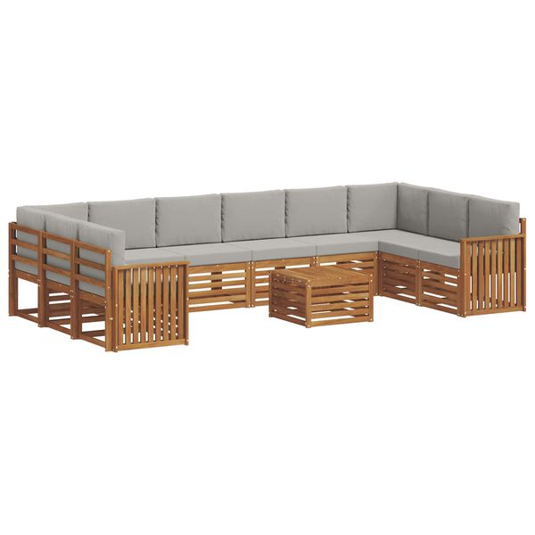 vidaXL Set canapea sectională cu pernă 11 pcs Gri natural și deschis