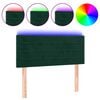 vidaXL Tăblie de pat cu LED, verde &icirc;nchis, 100x5x78/88 cm, catifea