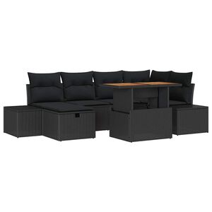vidaXL Set de canapele pentru grădină 7 pcs Negru poliratan