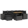 vidaXL Set mobilier grădină perne 8 piese negru, poliratan/lemn acacia