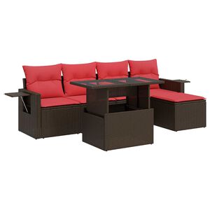 vidaXL Set mobilier grădină cu perne 6 piese maro poliratan/lemn acacia