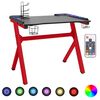 vidaXL Birou de gaming cu picioare formă Y negru/roșu 110x60x75 cm LED