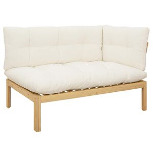 vidaXL Unitate canapea colț Acacia Deschis și Alb Crem Lemn de acacia