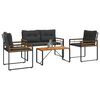 vidaXL Set de Mobilier pentru Exterior cu pernă 4 pcs Gri închis