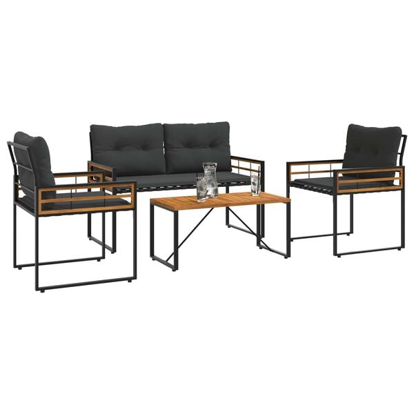 vidaXL Set de Mobilier pentru Exterior cu pernă 4 pcs Gri închis