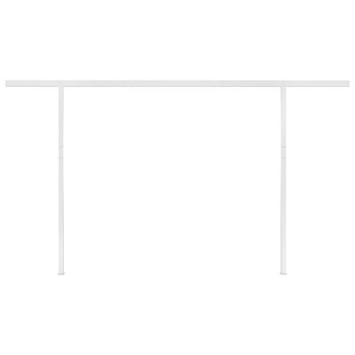 vidaXL Copertină retractabilă automat, stâlpi, galben&alb, 4,5x3,5 m