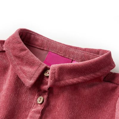 Rochie pentru copii cu mâneci lungi din catifea, roz antichizat, 92