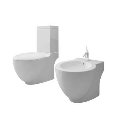 Set de toaletă și bideu, ceramică albă