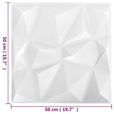 vidaXL Panouri de perete 3D 24 buc. alb 50x50 cm model diamant 6 m²