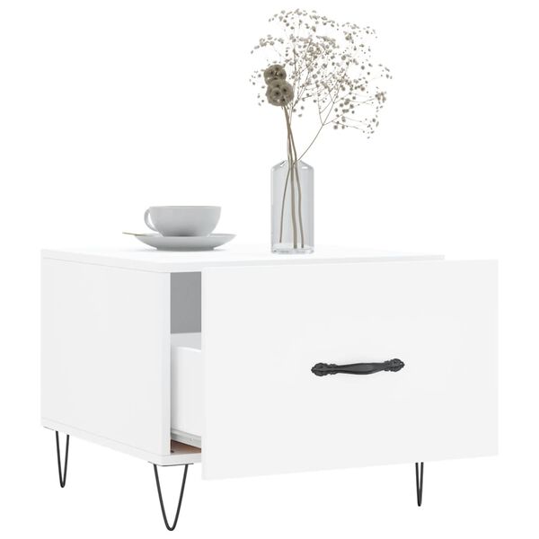 vidaXL Măsuță de cafea, alb, 50x50x40 cm, lemn compozit