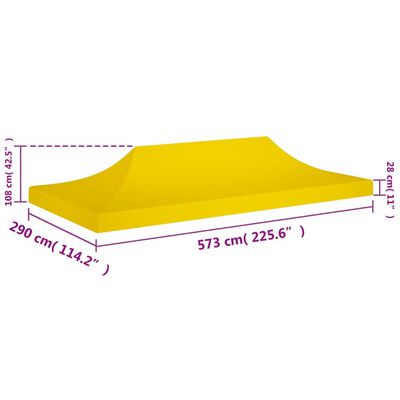 vidaXL Acoperiș pentru cort de petrecere, galben, 6 x 3 m, 270 g/m²
