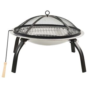 vidaXL Vatră de foc 2-&icirc;n-1 cu grătar/vătrai, 56x56x49 cm, oțel inoxidabil