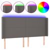 vidaXL Tăblie de pat cu LED, gri, 203x16x118/128 cm, piele ecologică