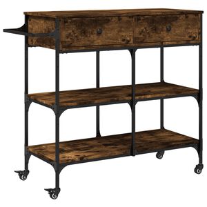 vidaXL Cărucior de bucătărie stejar fumuriu 105x42x95cm lemn prelucrat