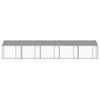 vidaXL Cușcă c&acirc;ini cu acoperiș și uși, gri, 10x2x2 m, oțel galvanizat