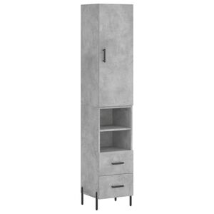 vidaXL Dulap &icirc;nalt, gri beton, 34,5x34x180 cm, lemn prelucrat