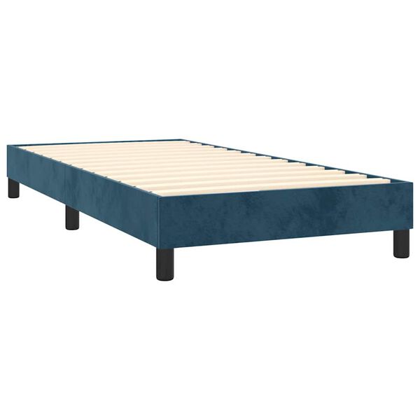 vidaXL Pat box spring cu saltea, albastru &icirc;nchis, 80x200 cm, catifea