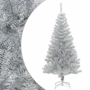 vidaXL Pom de Crăciun artificial cu suport, argintiu, 120 cm PET