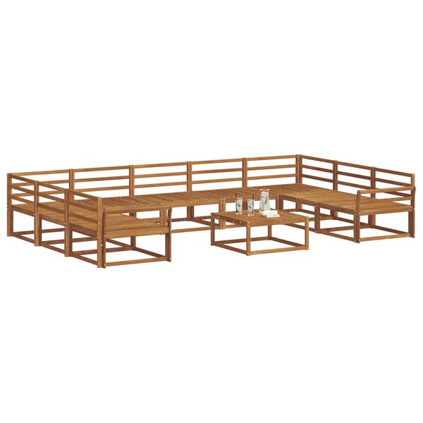 vidaXL Set de canapele de exterior 10 pcs natural Lemn Solid de Acacia