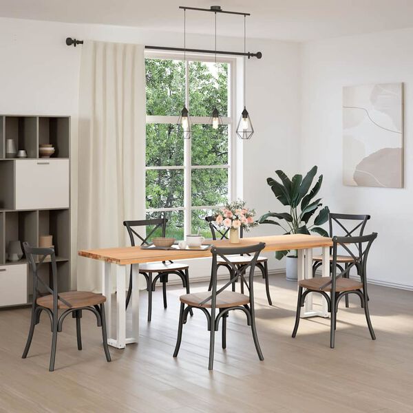 vidaXL Picioare de masă consolă &icirc;n formă de T, 2 buc., alb, 38x25x(72-73) cm, oțel