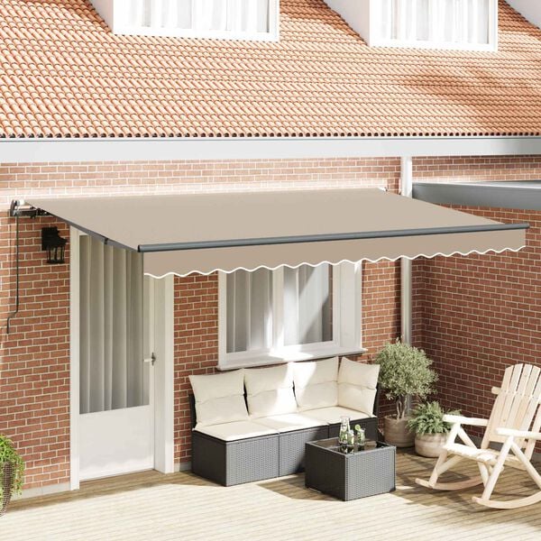 vidaXL Cortina Retractabilă Manual Bej 400 x 200 cm țesătură