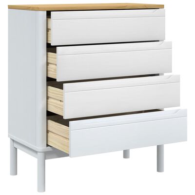 vidaXL Comodă cu sertare „FLORO”, alb, lemn masiv de pin