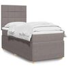 vidaXL Pat box spring cu saltea, gri taupe, 90x200 cm, textil