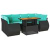 vidaXL Set canapele de grădină cu perne, 7 piese, negru, poliratan