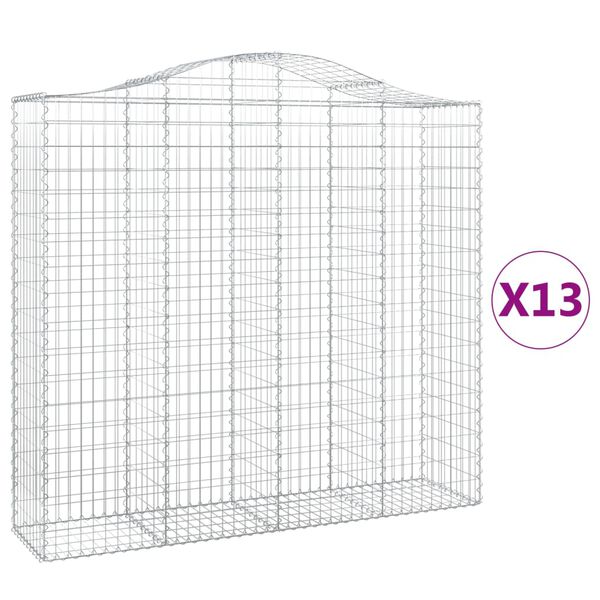 vidaXL Coșuri gabion arcuite 13 buc, 200x50x180/200cm, fier galvanizat