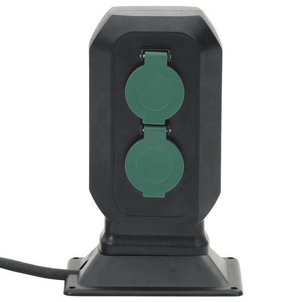 vidaXL Priză de exterior cu țăruș și 2 căi, negru/verde, 15,5x11x24 cm