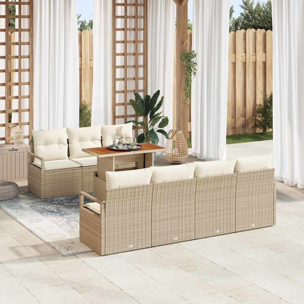 vidaXL Set de canapele pentru grădină 8 pcs Bej Rattan poli