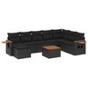 vidaXL Set mobilier de grădină cu perne, 9 piese, negru, poliratan