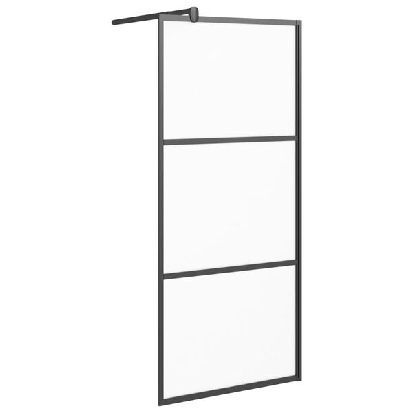vidaXL Perete cabină duș walk-in negru 80x195 cm sticlă ESG semi-mată