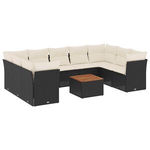 vidaXL Set canapele de grădină cu perne, 10 piese, negru, poliratan