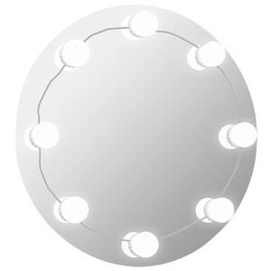 vidaXL Oglindă de perete cu lumini LED, sticlă, rotundă