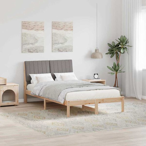 vidaXL Cadru de pat cu headboard Maro 120 x 190 cm Lemn de pin masiv