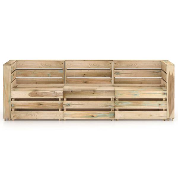 vidaXL Canapea de grădină cu 3 locuri, lemn de pin tratat verde