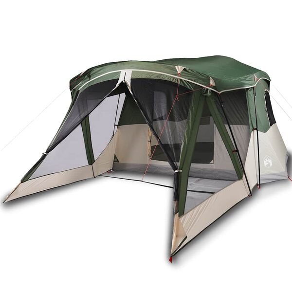 vidaXL Cort de camping cu verandă 4 persoane, verde, impermeabil