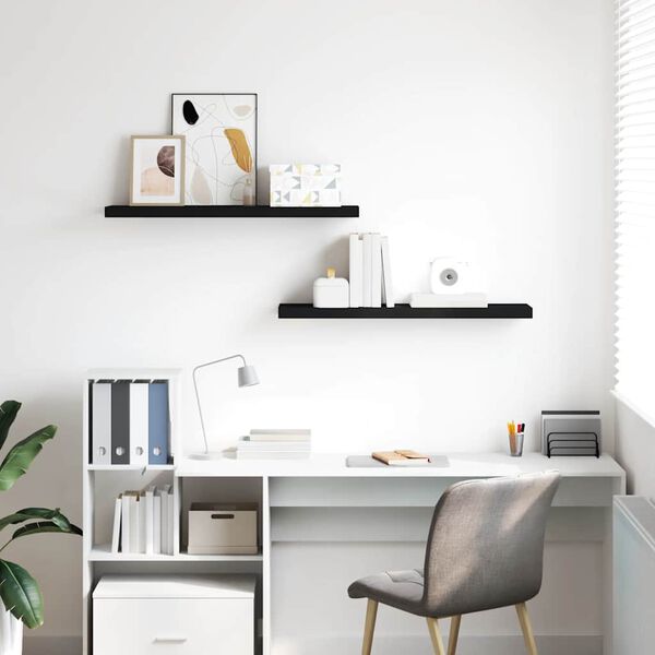 vidaXL Rafturi de perete suspendate 2 buc., negru, 90x23,5x3,8 cm, MDF