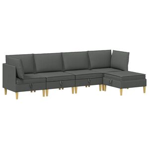 vidaXL Set de canapea modulară cu spațiu de stocare 5 buc. Gri &icirc;nchis