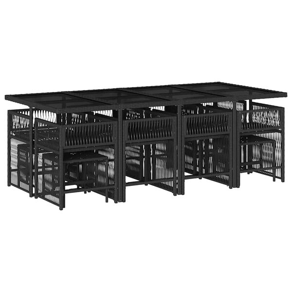 vidaXL Set mobilier de grădină cu perne, 13 piese, negru, poliratan