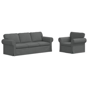 vidaXL Set de canapea 2 pcs Gri &icirc;nchis 215 x 82 x 80 cm țesătură
