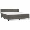 vidaXL Pat box spring cu saltea, gri &icirc;nchis, 160x200 cm, catifea