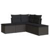 vidaXL Set mobilier de grădină cu perne, 5 piese, negru, poliratan