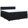 vidaXL Pat box spring cu saltea, negru, 200x200 cm, catifea
