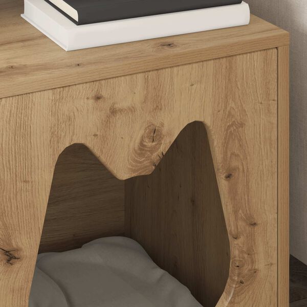 vidaXL Casa pentru pisici Stejar artizanal 42,5 x 40 x 53,5 cm