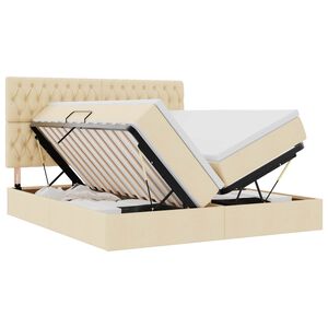 vidaXL Pat cu storage cu headboard Creme 180 x 200 cm Țesătură