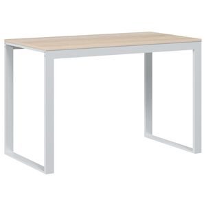 vidaXL Birou de calculator, alb/stejar, 110x60x73 cm, lemn prelucrat