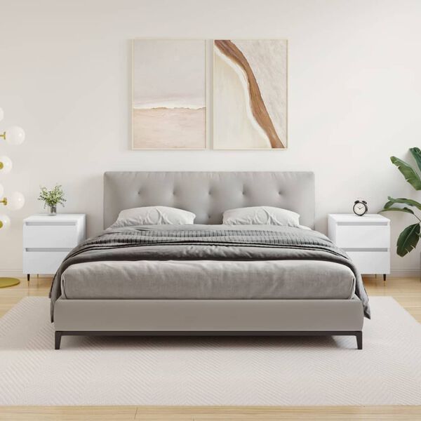 vidaXL Noptiere, 2 buc., alb, 40x35x50 cm, lemn compozit