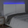 vidaXL Tăblie de pat cu LED, alb, 200x5x118/128 cm, piele ecologică